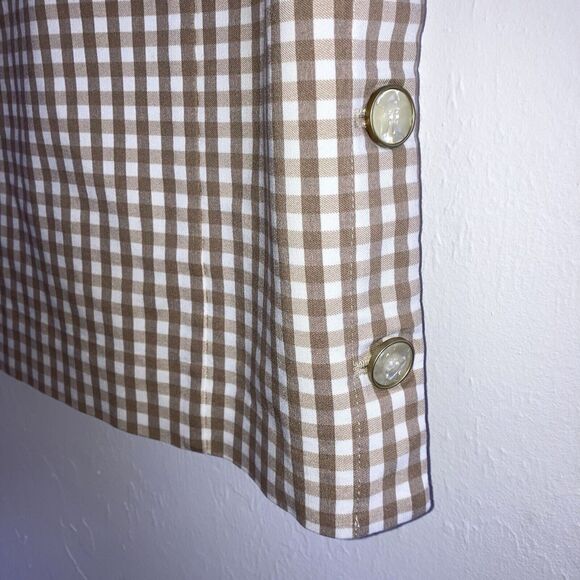 J McLAUGHLIN sz 4 White Tan Paulson Gingham Plaid Sleeveless Button Side Dress - Picture 3 of 8